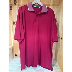 On Tour Textured Cranberry Short Sleeve Polo Shirt Size XXL